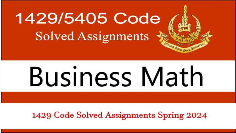 AIOU Course Code 1429 Business Math Solved Assignments Spring 2024