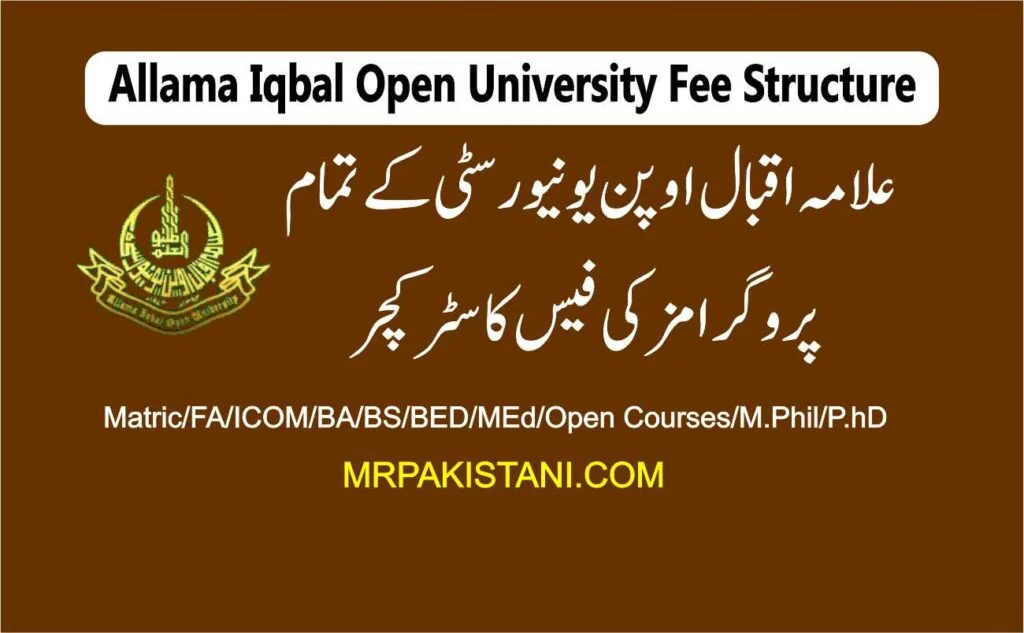 Allama Iqbal Open University Fee Structure