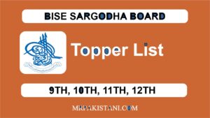 Sargodha Board 10th Class Topper List