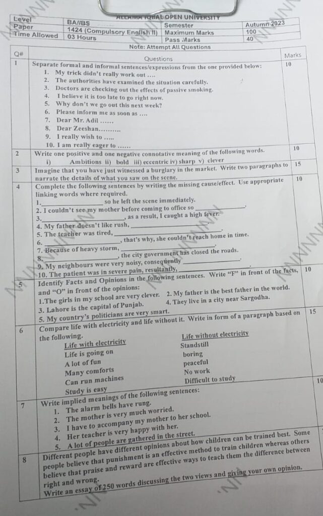 1424 code past paper autumn 2023