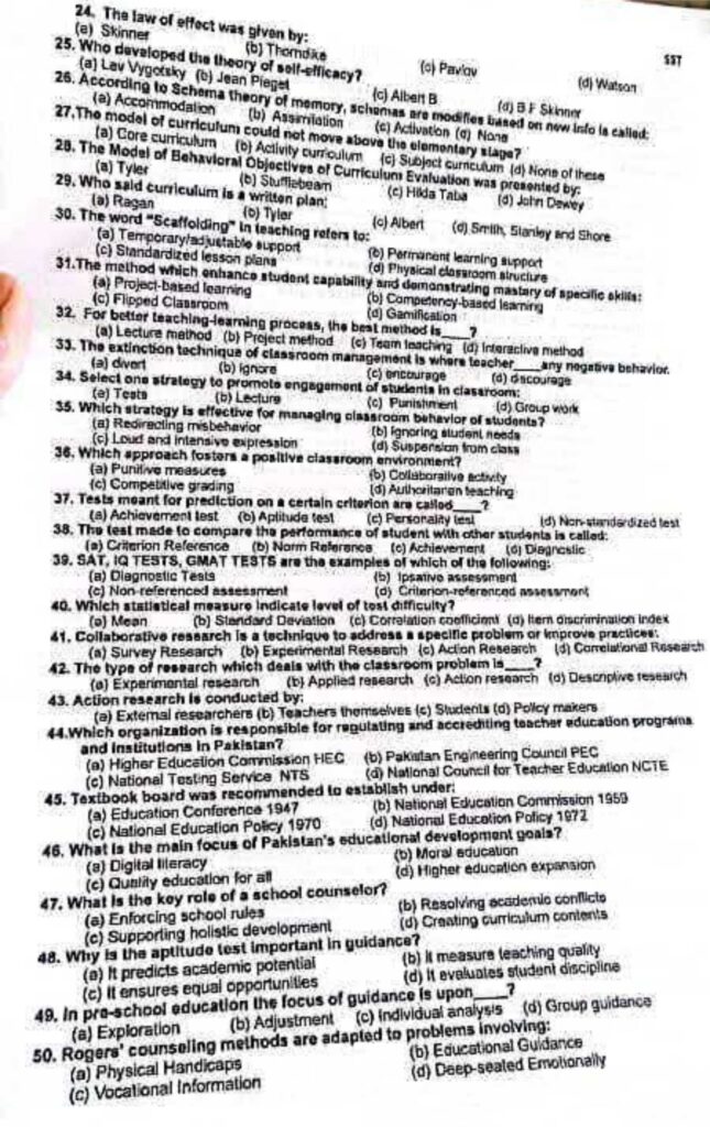 Complete FGEI SST 2025 Past Paper with Answers